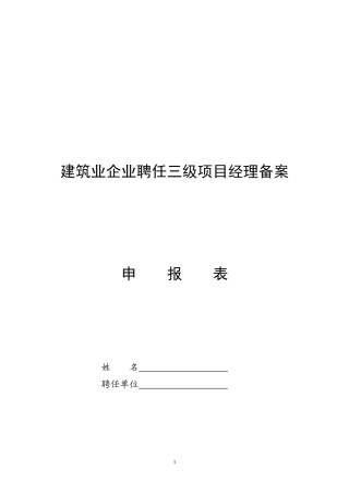 级项目经理聘任申报表