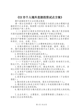 《XX市个人境外直接投资试点实施方案》 