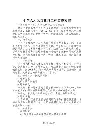 小学人才队伍建设工程方案 