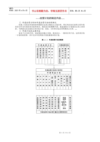 经营计划的制定内容