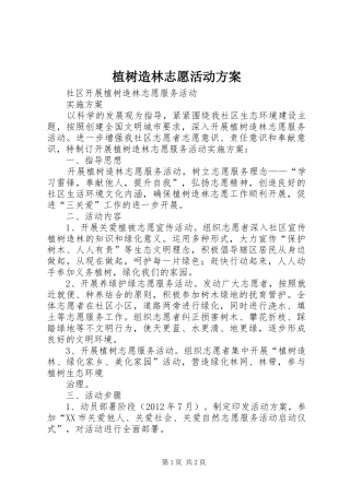 植树造林志愿活动实施方案 