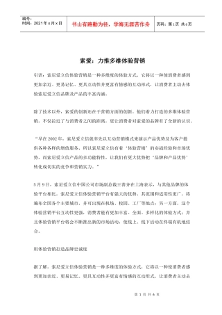 索爱品牌体验营销