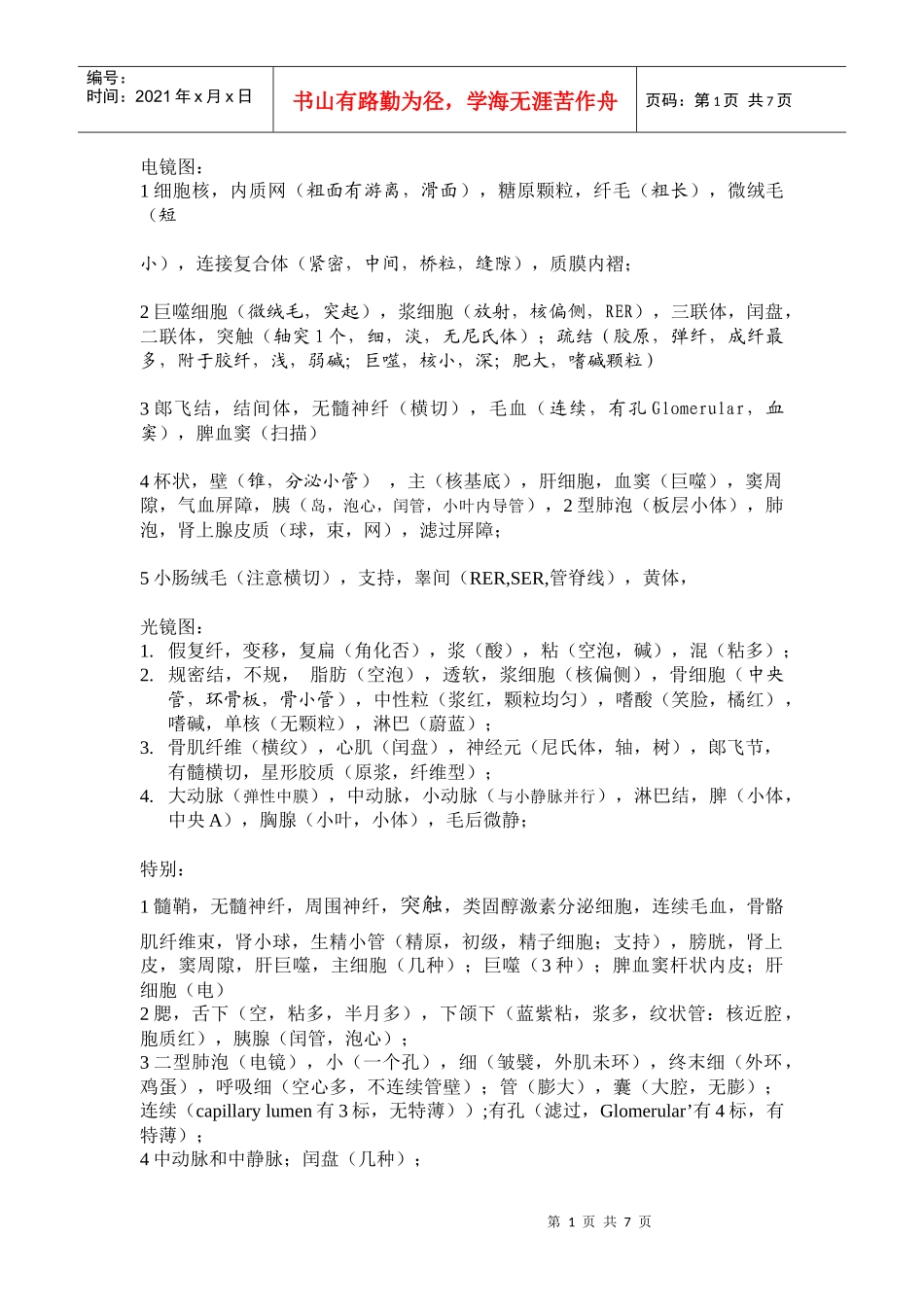 组织学与胚胎学(组胚)图谱考试完全攻略_第1页