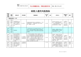 纳税人通用风险指标