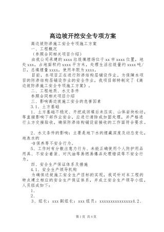 高边坡开挖安全专项实施方案 