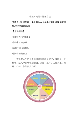 管理时间等于管理自己