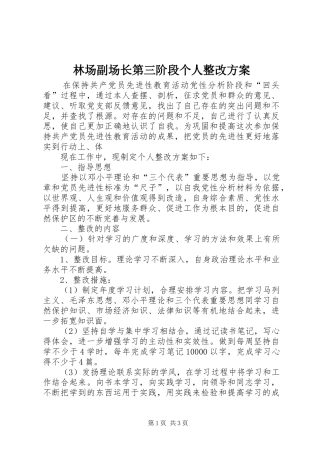 林场副场长第三阶段个人整改实施方案 