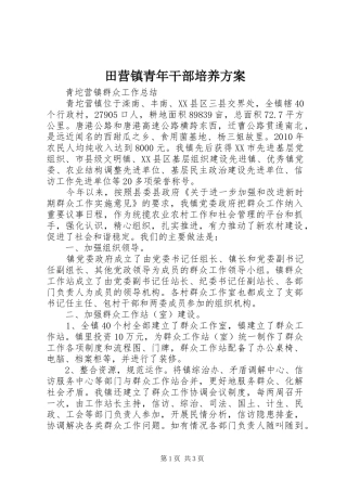 田营镇青年干部培养实施方案 