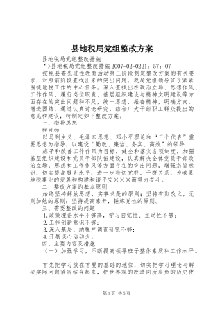 县地税局党组整改实施方案 