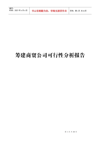 筹建商贸公司可行性研究报告