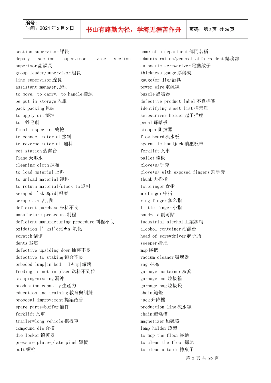 组装、冲压与喷漆等专业词汇_第2页