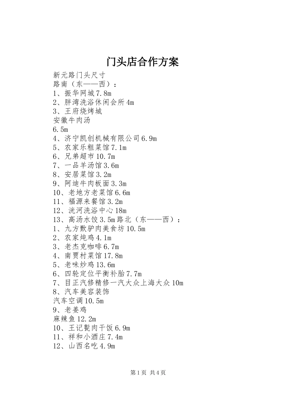 门头店合作实施方案 _第1页