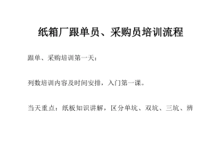 纸箱厂跟单员_采购员培训流程