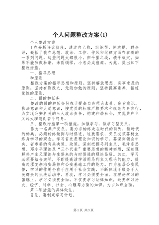 个人问题整改实施方案
