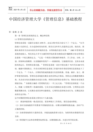 经济管理学《管理信息》基础教程