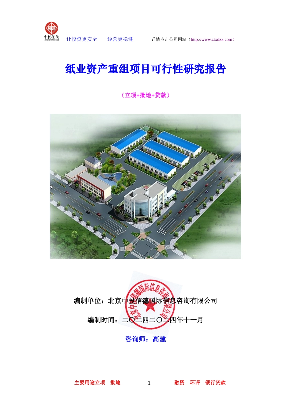 纸业资产重组项目可行性研究报告_第1页