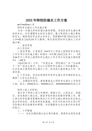 XX年特校防溺水工作实施方案 
