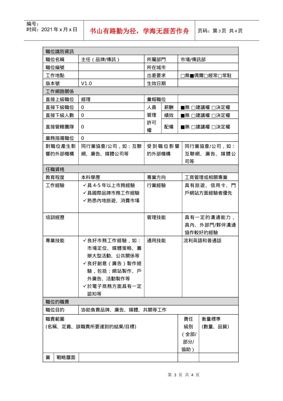经理（品牌／传讯）岗位说明书_第3页