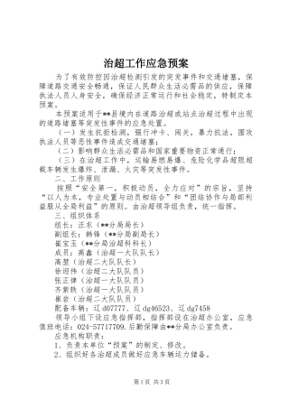 治超工作应急处置预案 