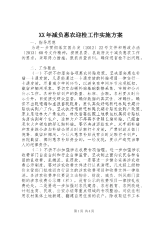 XX年减负惠农迎检工作方案 