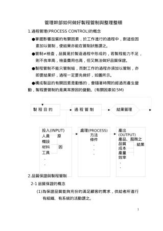 管理干部如何做好制程管制与整理整顿