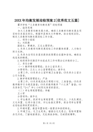 XX年均衡发展迎检应急预案[优秀范文五篇] 