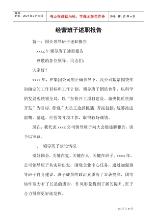 经营班子述职报告(DOC45页)