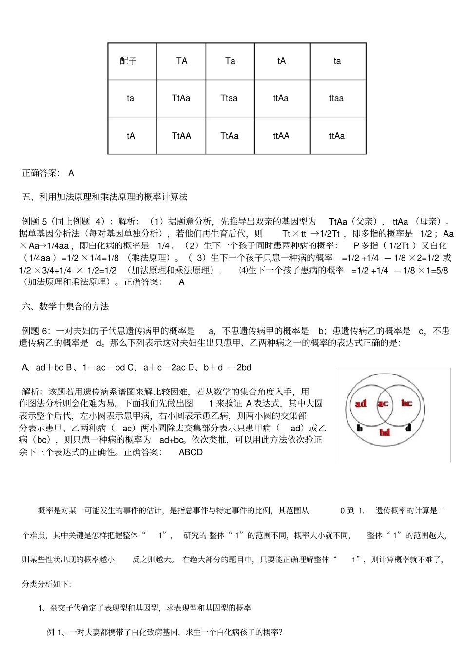 (完整word版)高中生物遗传概率的计算方法_第2页