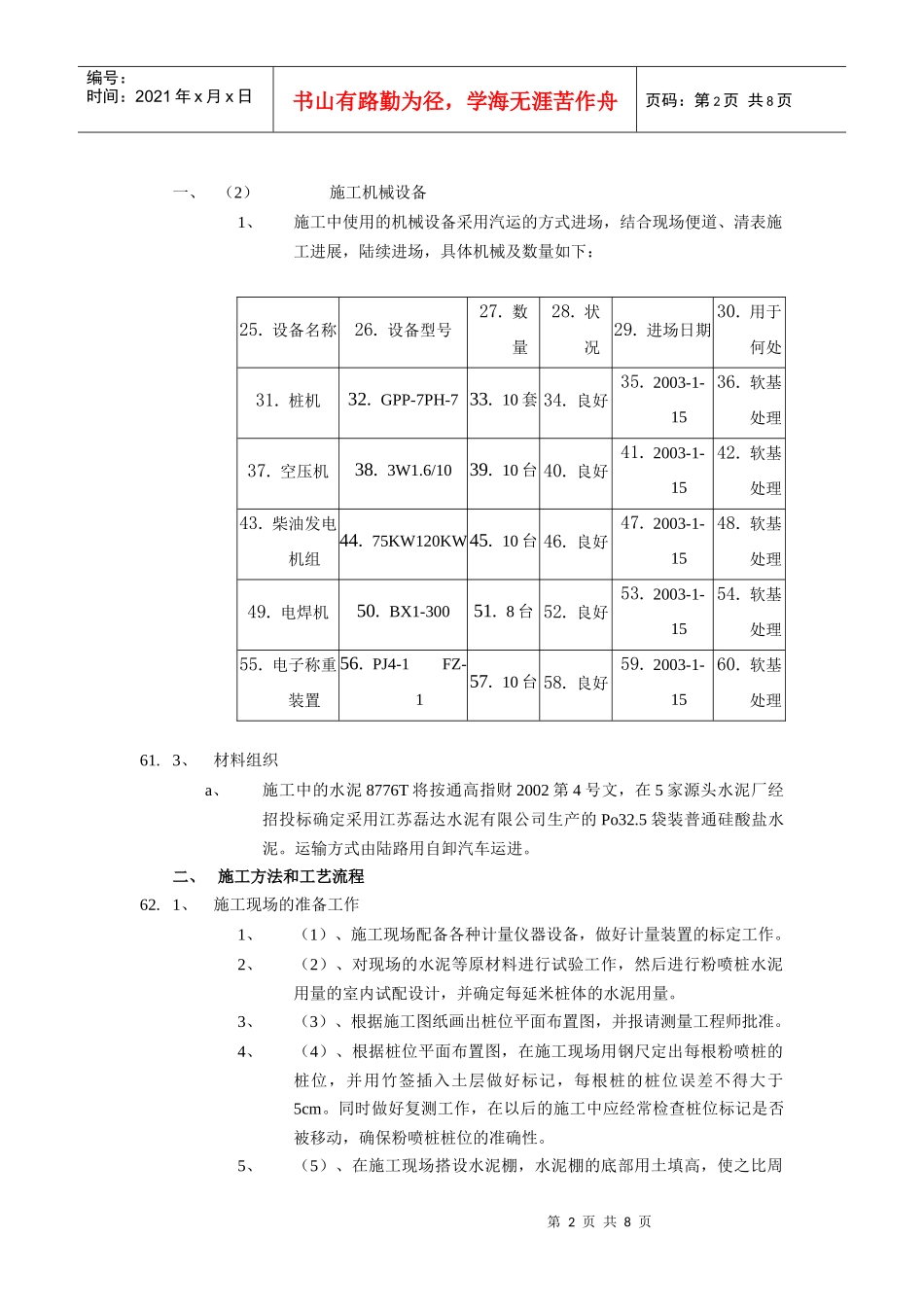 粉喷桩施工组织设计_第2页
