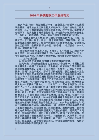 2017年乡镇财政工作总结范文