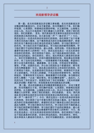 欢迎新领导讲话稿