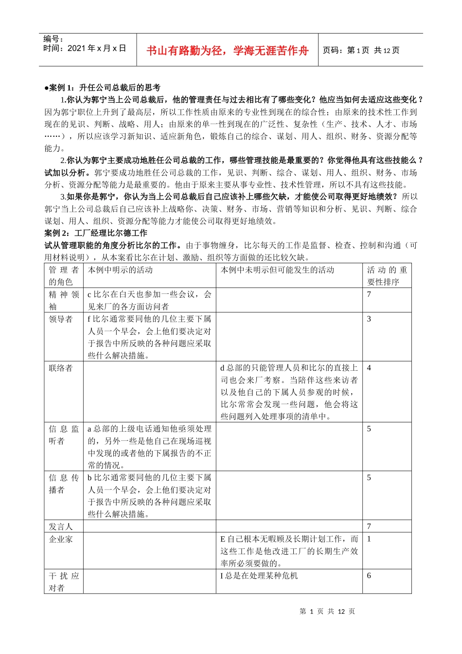 管理学基础案例答案_第1页