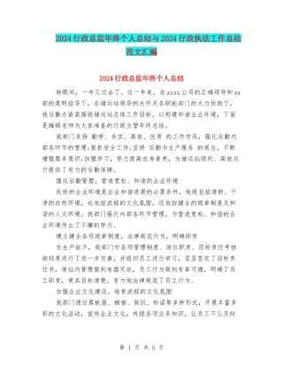 2024行政总监年终个人总结与2024行政执法工作总结范文汇编