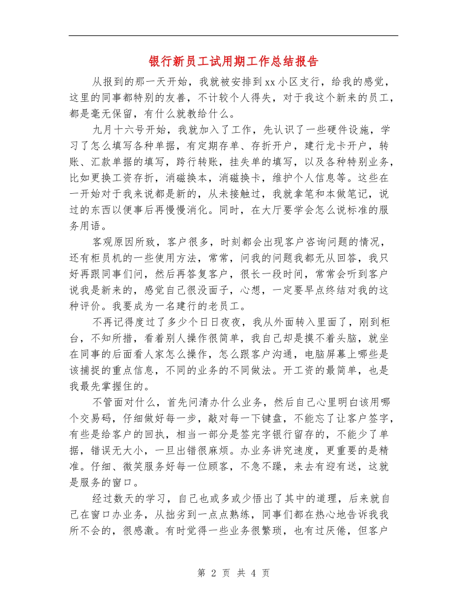 银行新员工试用期工作总结报告_第2页