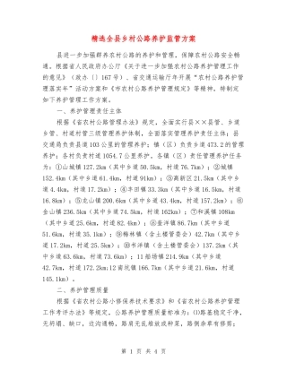 全县乡村公路养护监管方案