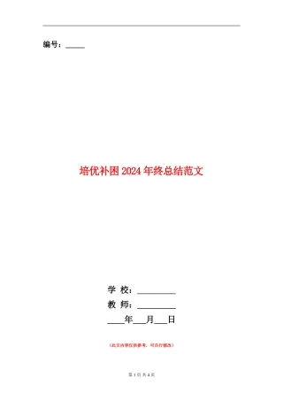 培优补困2024年终总结范文