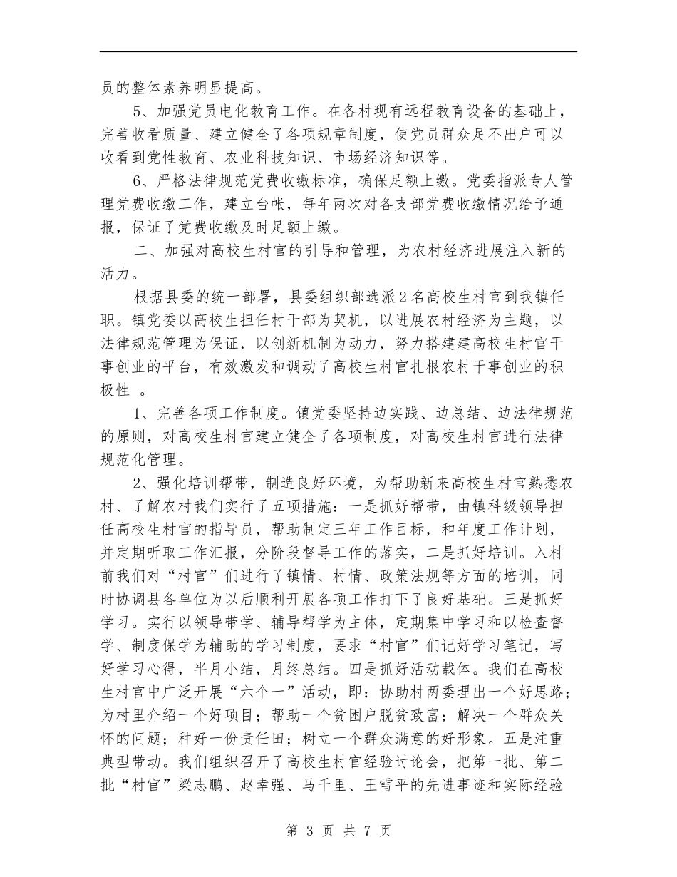 2024年上半年乡镇基层组织工作小结_第3页