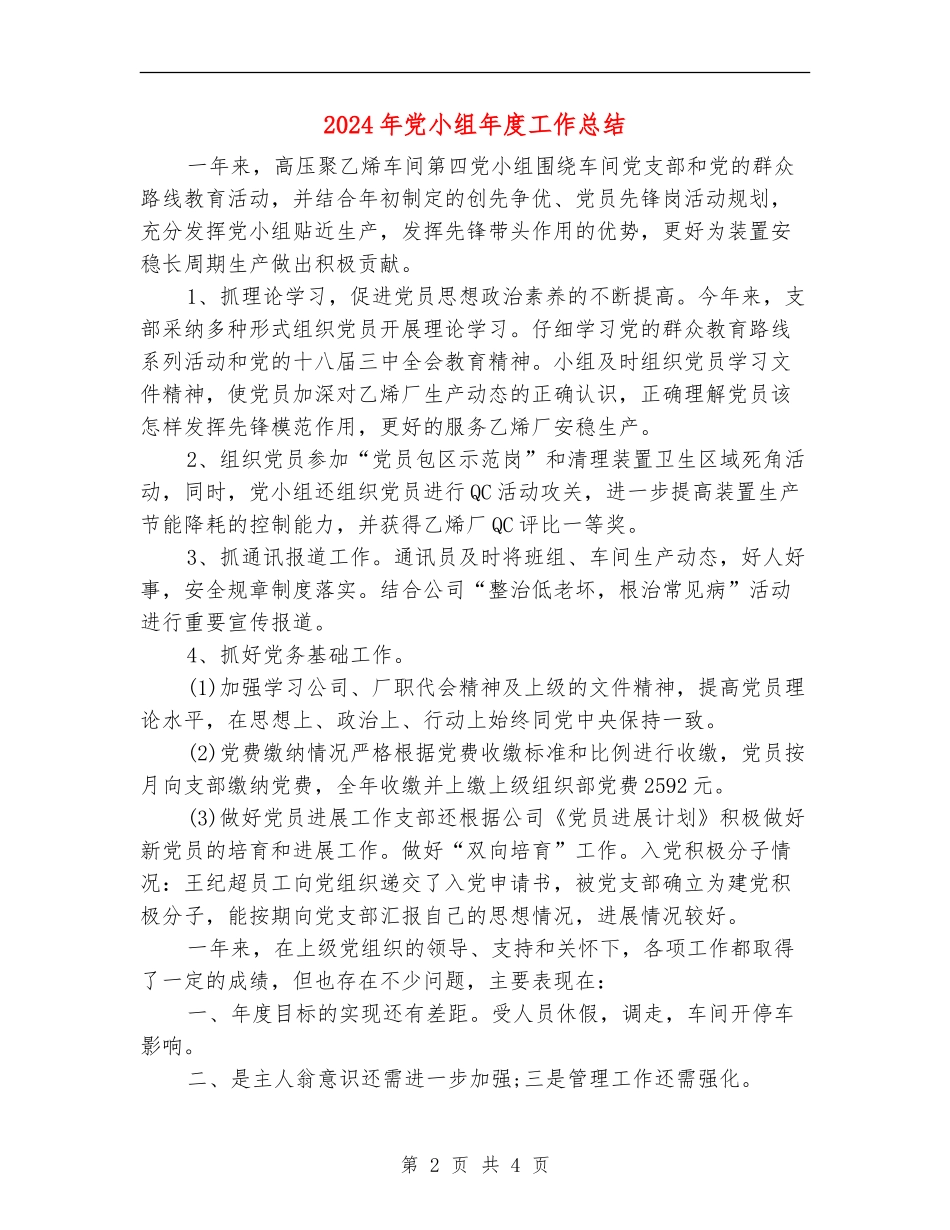 2024年党小组年度工作总结_第2页