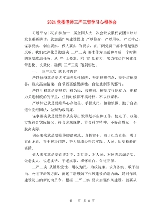 2024党委教师三严三实学习心得体会