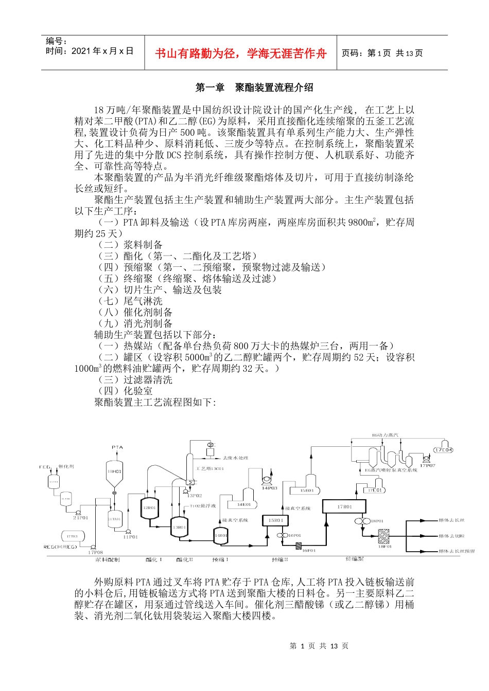 聚酯装置流程与聚酯生产概述_第1页