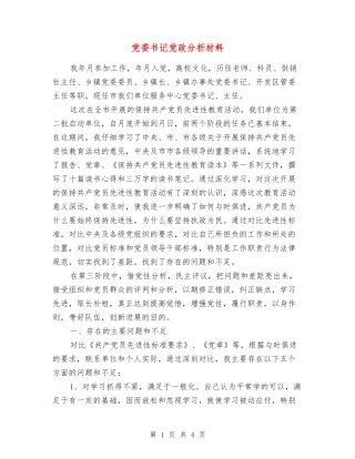 党委书记党政分析材料