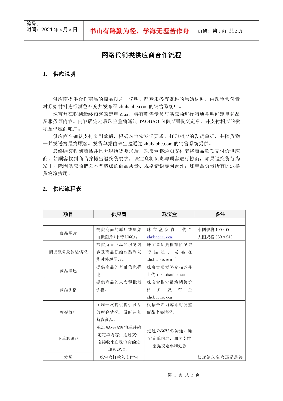网络代销类供应商合作流程_第1页