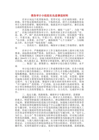 债务审计小组组长先进事迹材料