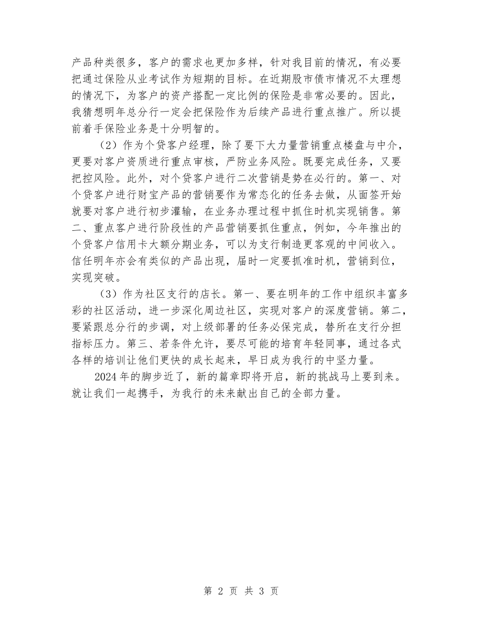 2024年社区支行店长年终工作总结_第2页