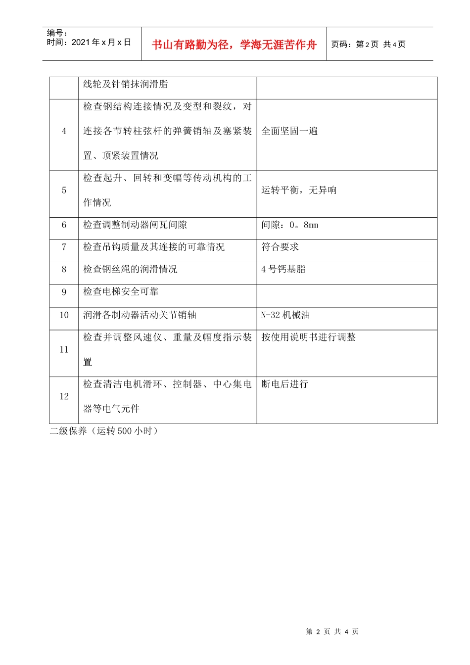 自升式塔式起重机保养项目_第2页