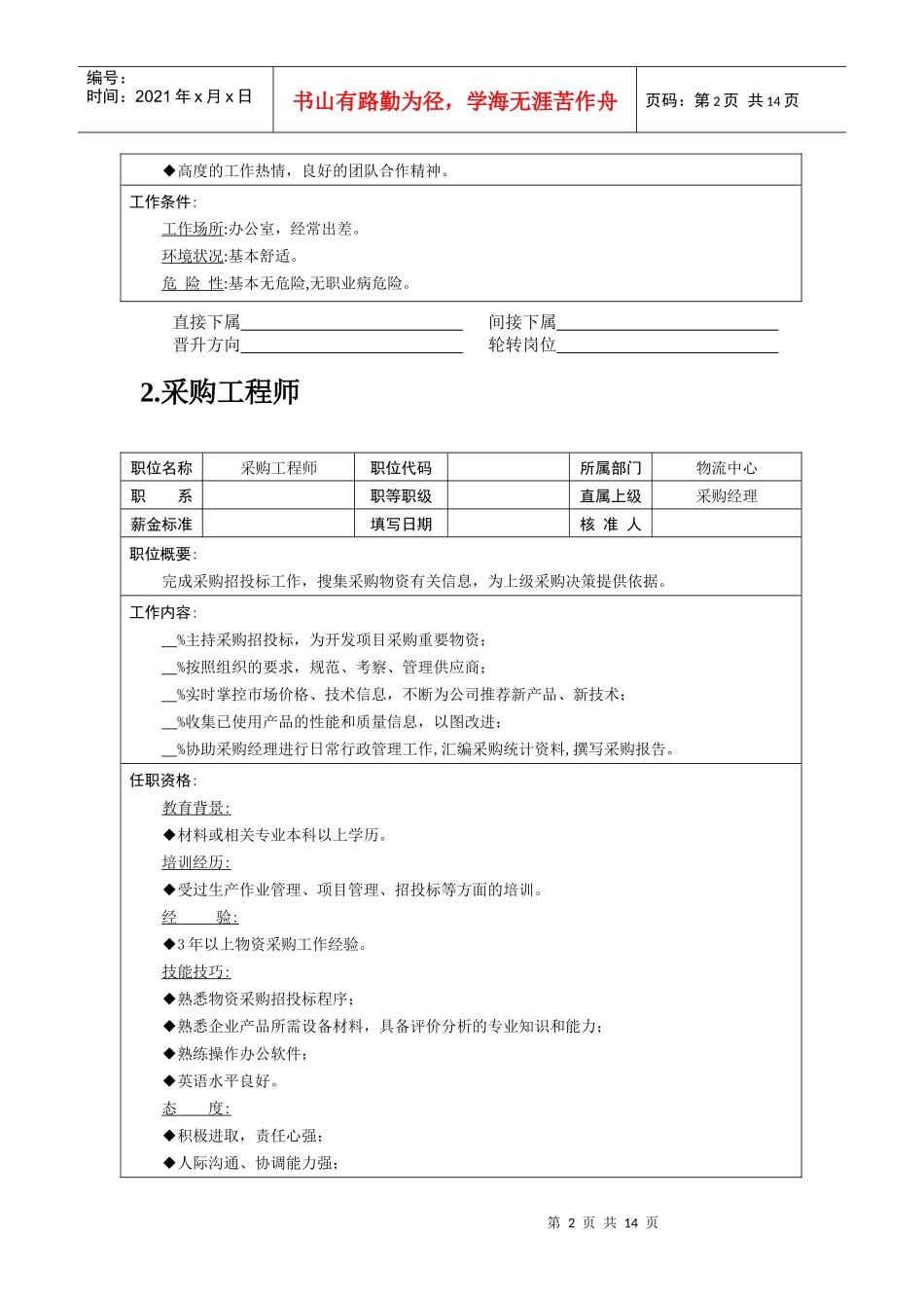 职位说明书——物流职位_第2页