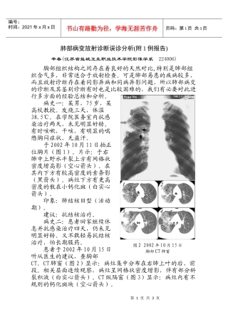 肺部病变放射诊断误诊分析doc-肺部病变放射诊断误诊一例
