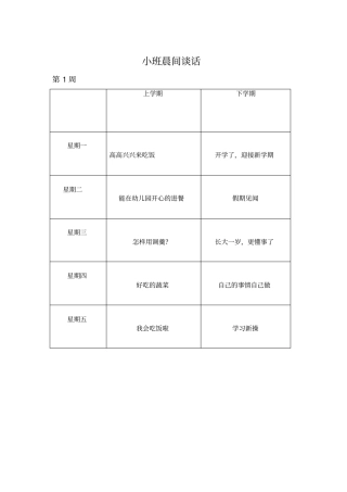 小班晨间谈话内容进度表
