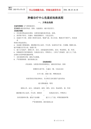 肿瘤专科抢救流程