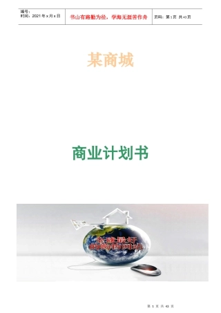 网上商城商业计划书